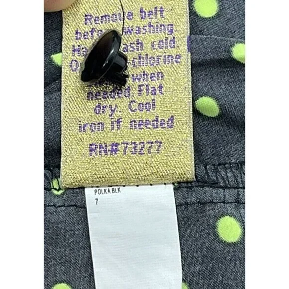 Princess Vera Wang 7 Tunic Top Dress Pleated Black Green Polka Dots Sheer Back - Picture 8 of 8